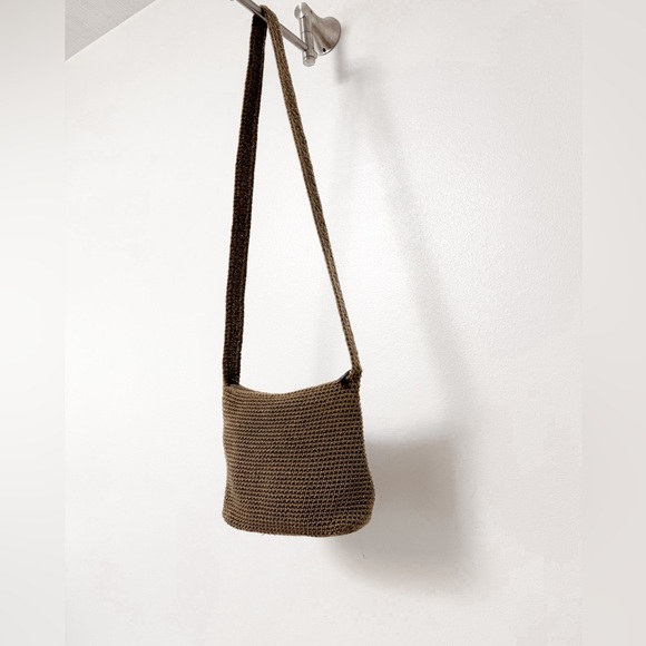 The Sak Crochet Shoulder Sling Bag‎ Y2K Textile Everyday Handbag Medium Brown - Picture 5 of 12